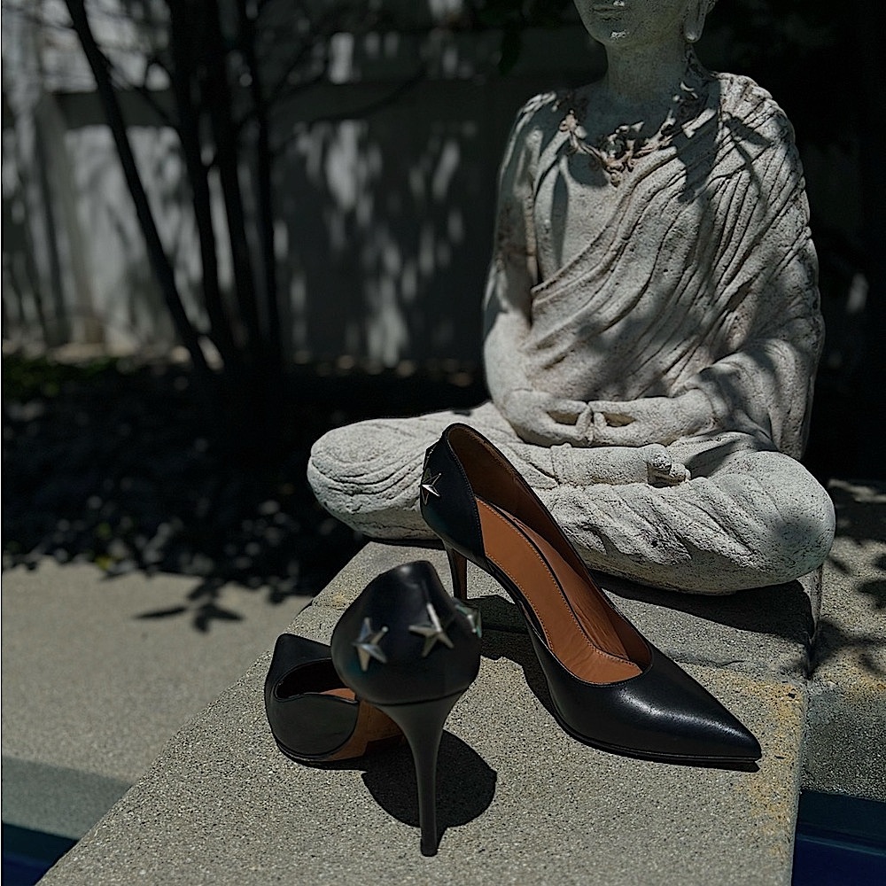 GIVENCHY PARIS Elegant Black Heels with studded Star Accents